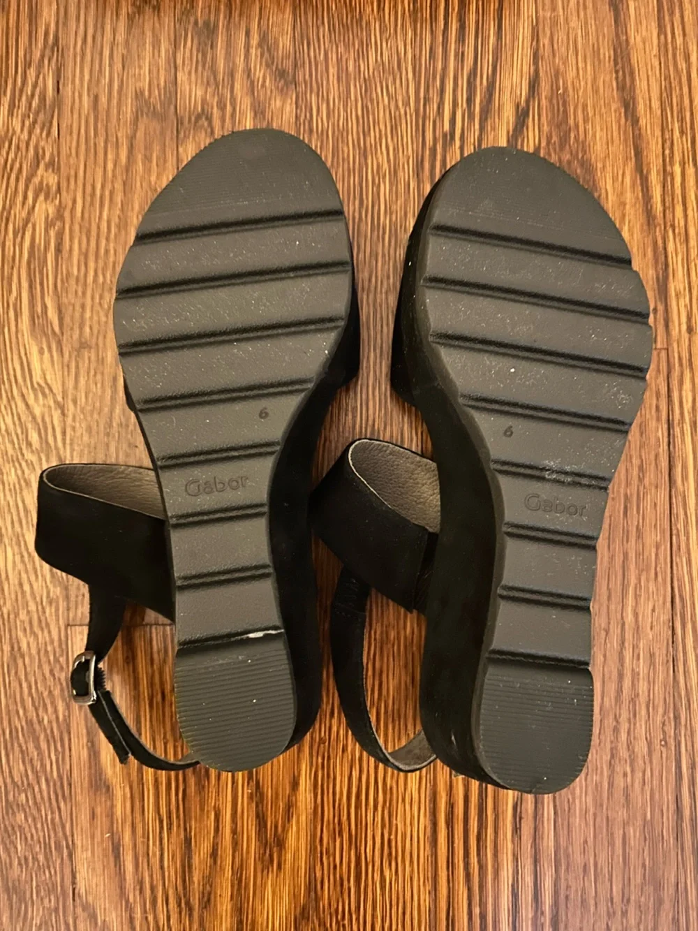 Gabor Women's Black Platform Sandals - Classic Strappy Wedge 8.5 (US) | 6 (UK)